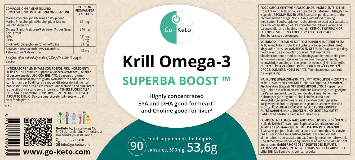 Go-Keto Krill Oil Omega 3 Superba Boost 90 capsule EPA DHA