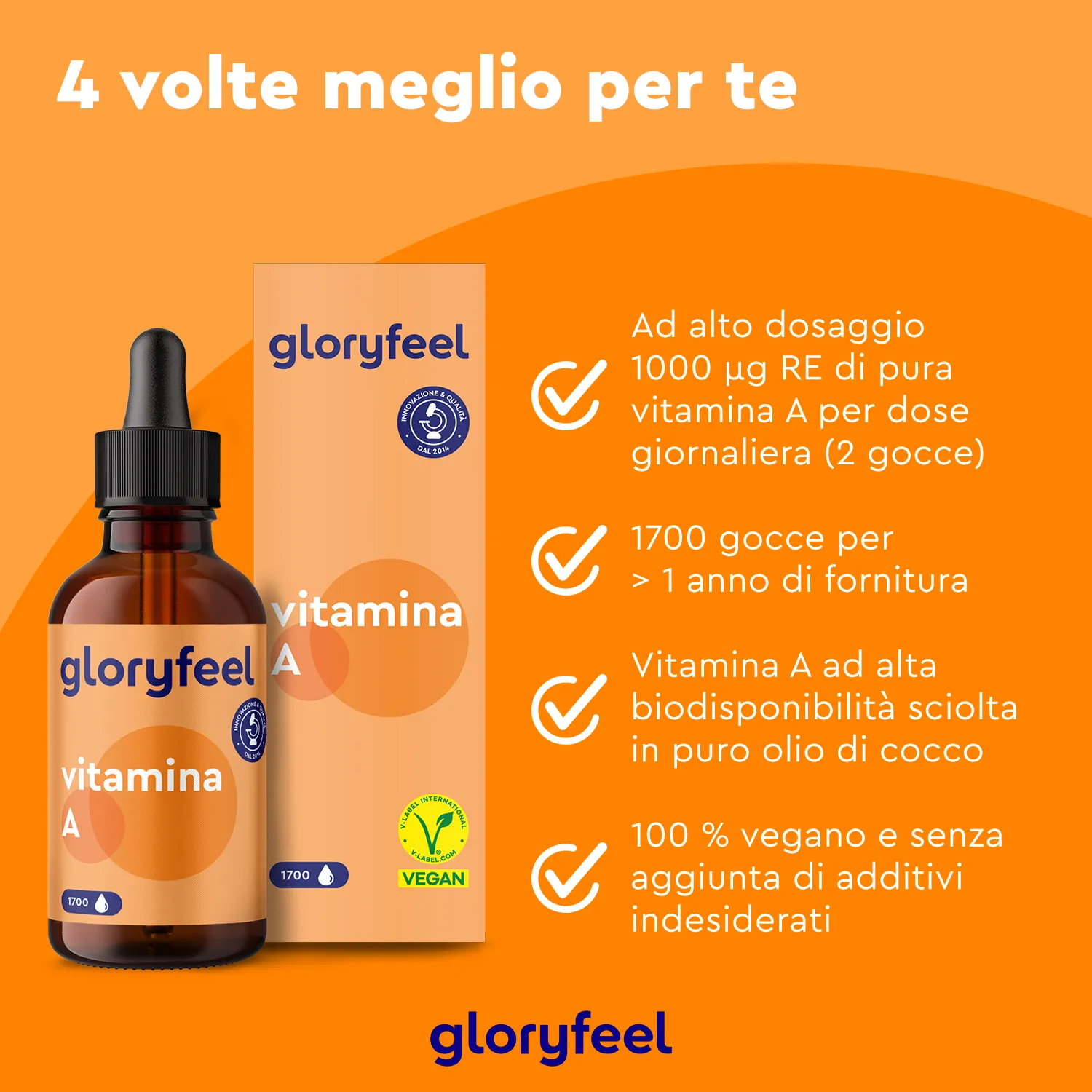 gloryfeel Vitamina A gocce 50 ml vegane