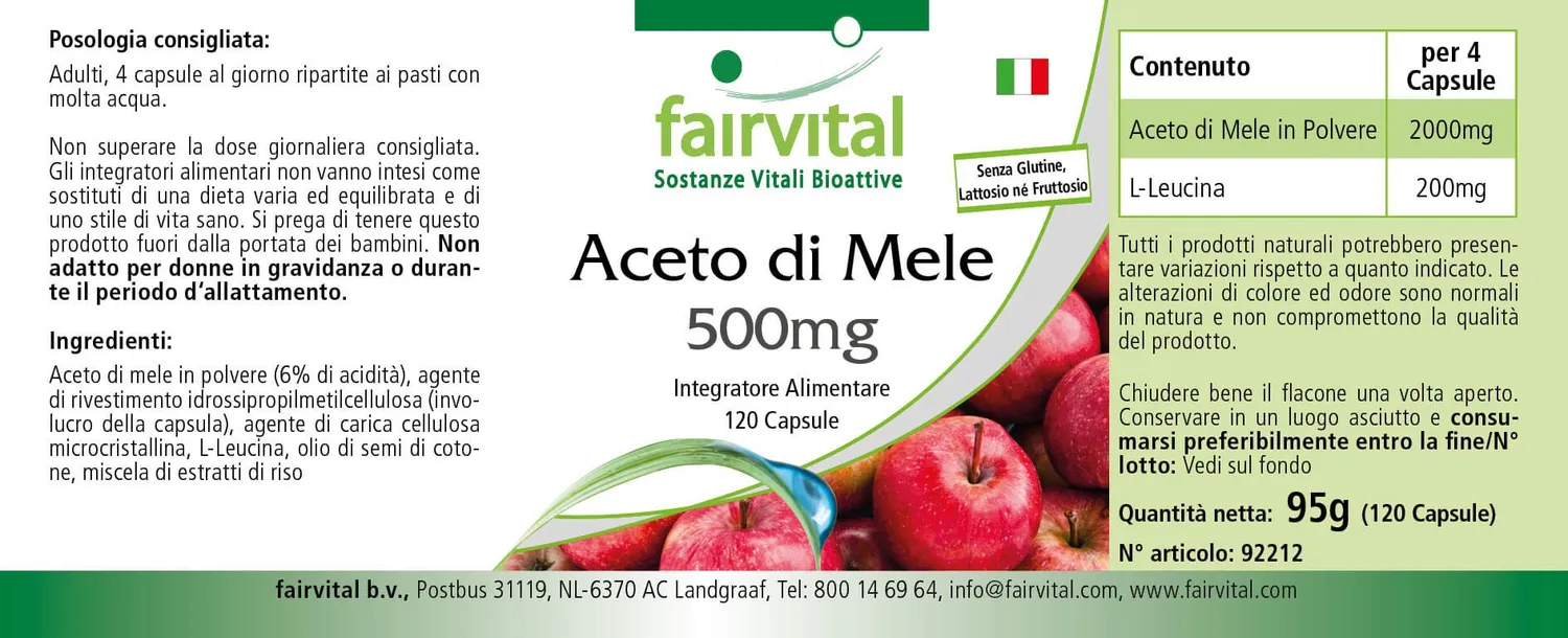 Fairvital Aceto di Mele 500 mg capsule 120 pz vegane