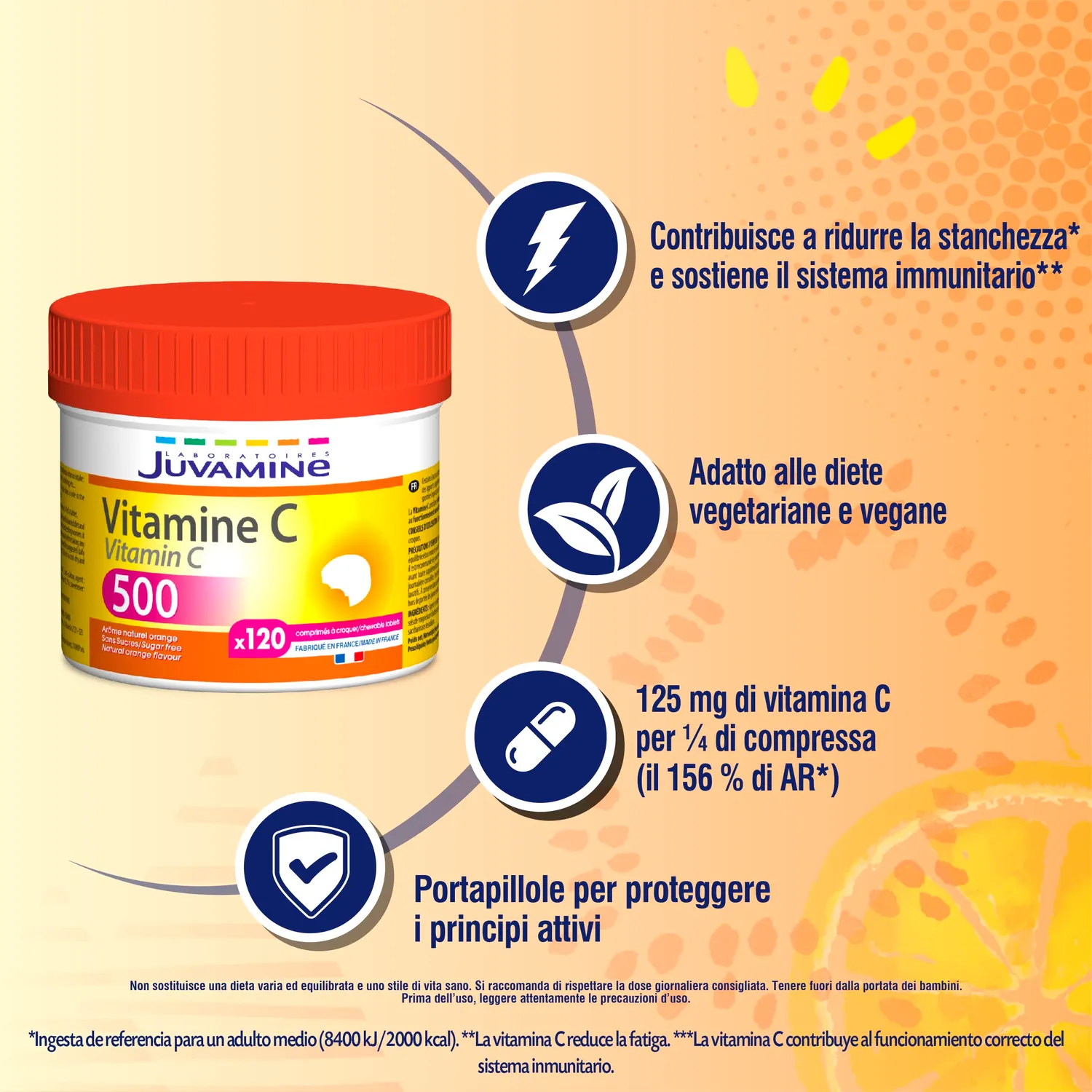 Juvamine Vitamina C 500 Compresse 120 cpr immunità
