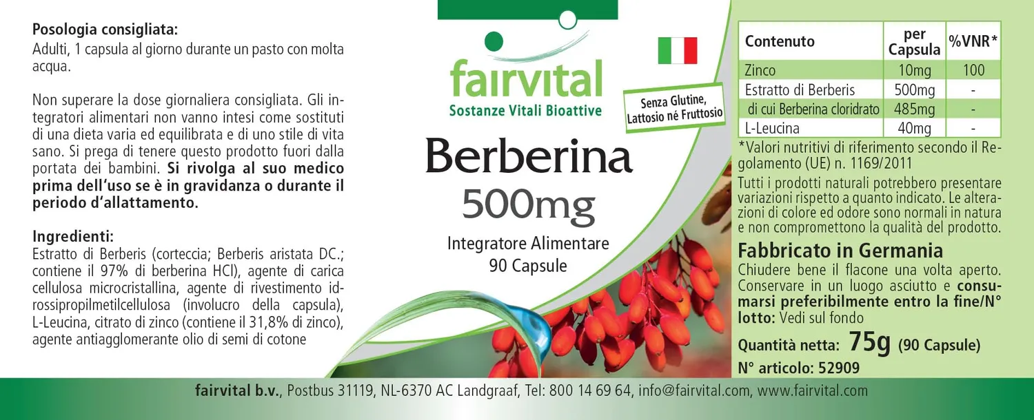 Fairvital Berberina 500 mg Capsule 90 con zinco