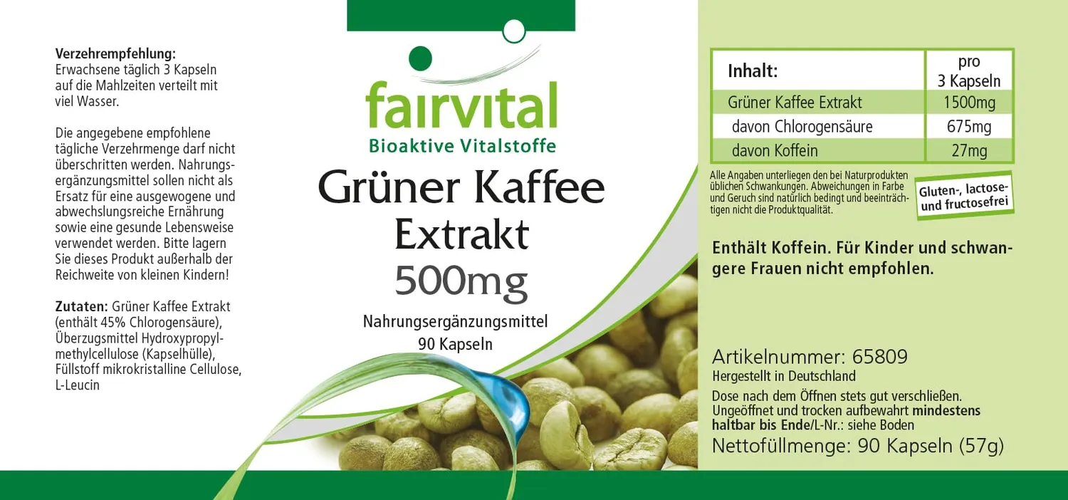 Fairvital Caffè Verde 500 mg 90 capsule acido clorogenico