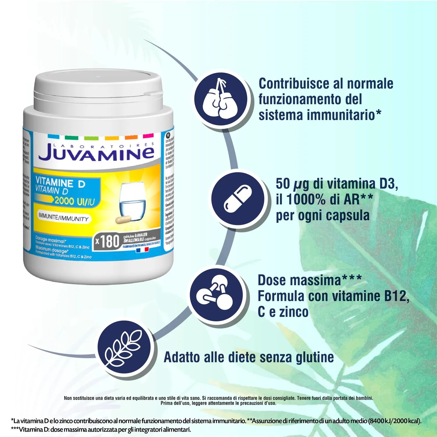 Juvamine Vitamina D3 2000 UI capsule 180 capsule immunita