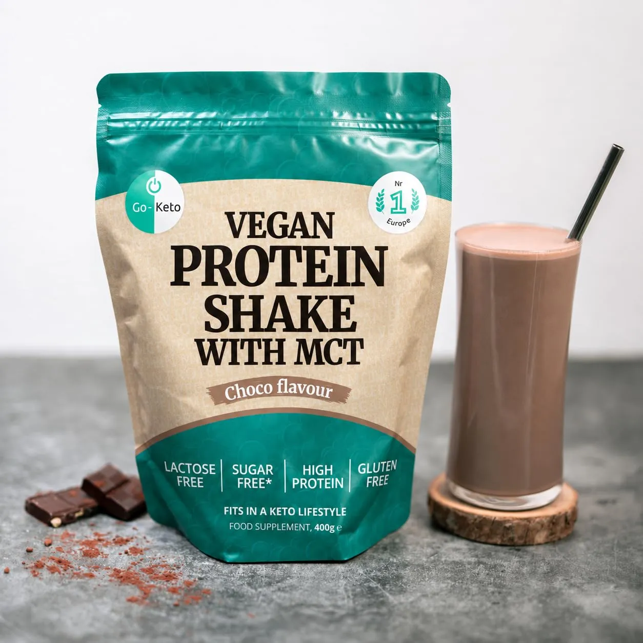 Go-Keto MCT Vegan Protein Shake cioccolato 400 g keto
