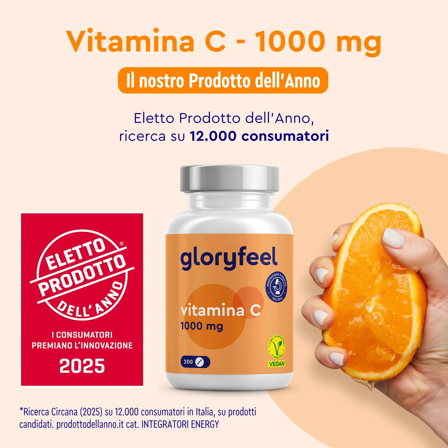 Gloryfeel Vitamina C 1000 mg Compresse 200 pz Vegane