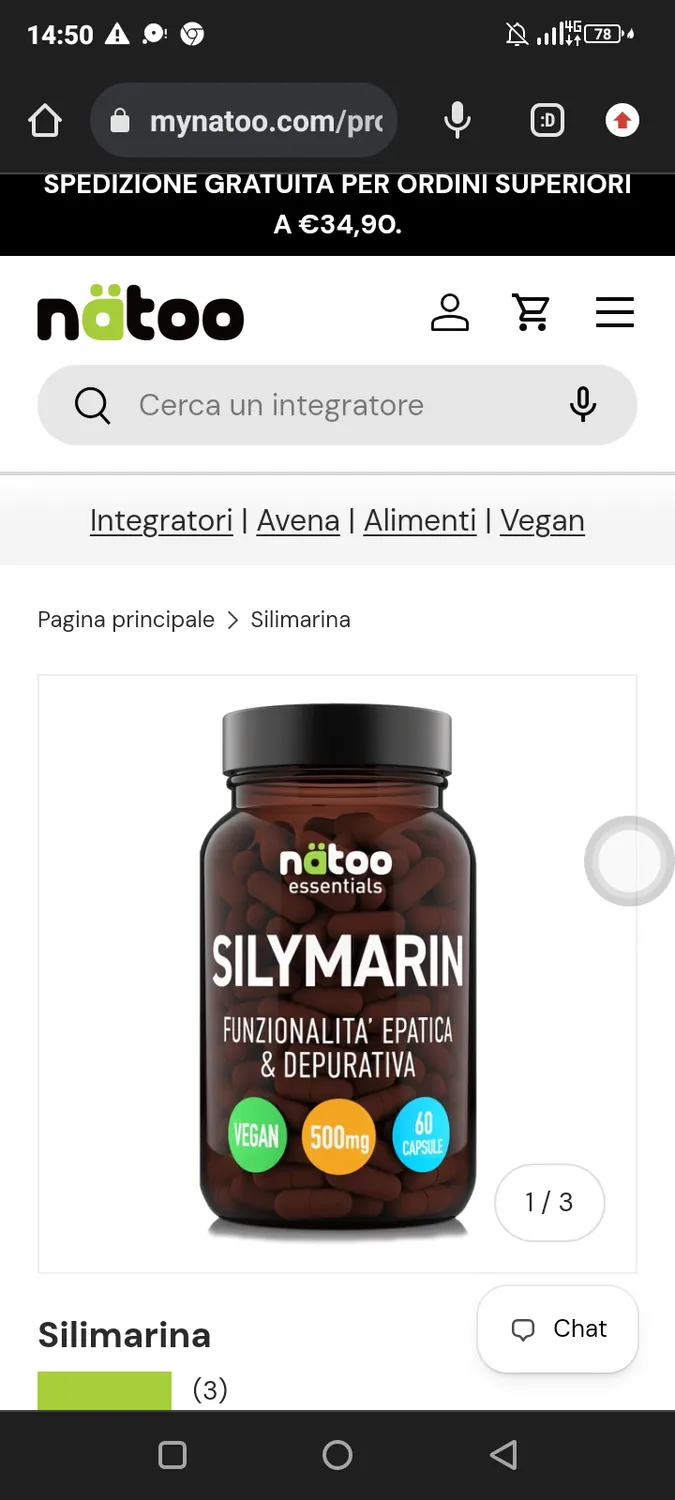 Natoo Silimarina capsule 60 con cardo mariano fegato