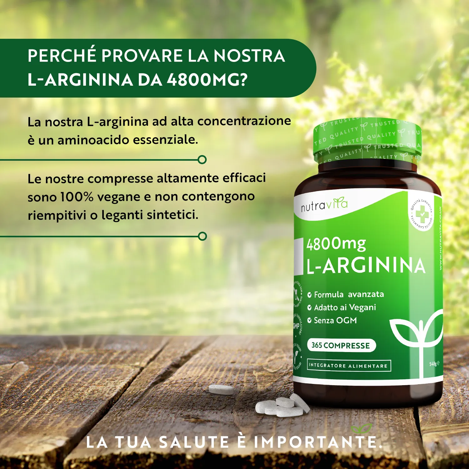 Nutravita L-Arginina 4800mg compresse vegane 365 pz alta dose