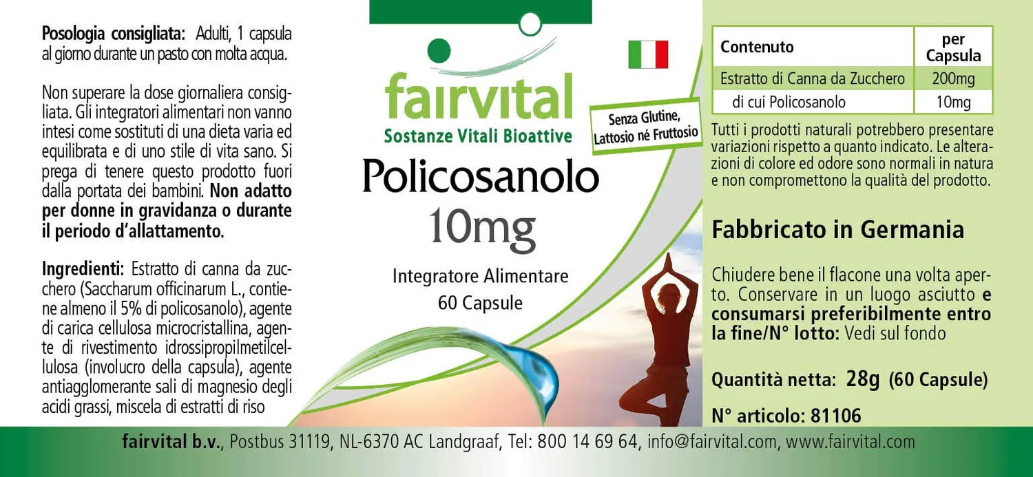 Fairvital Policosanolo capsule 60 pz 10 mg canna zucchero