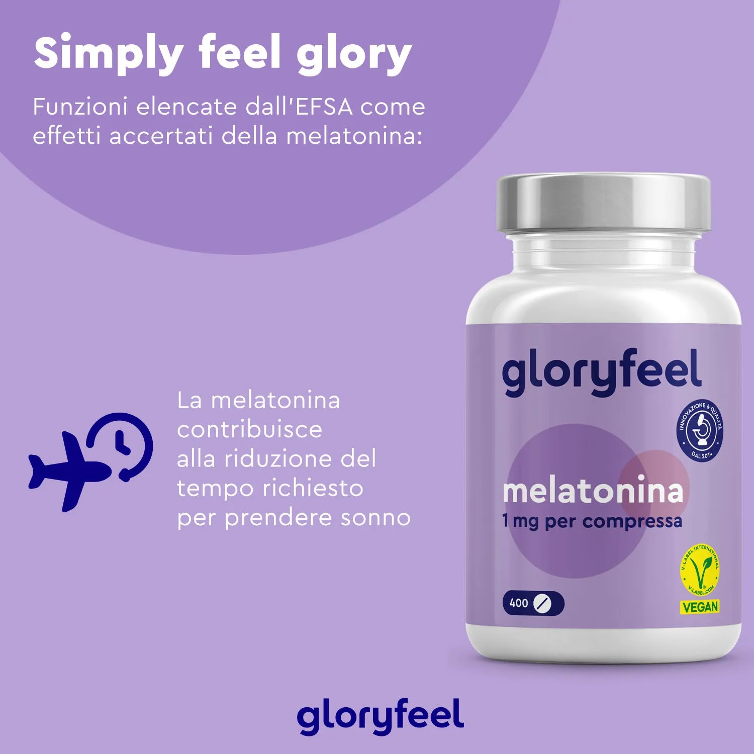 Gloryfeel Melatonina 1 mg compresse 400 pezzi vegan