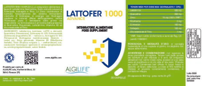 Algilife Lattofer 1000 Advance Difese  Immunitarie Capsule