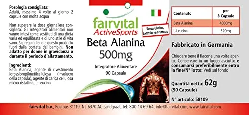 Fairvital Beta Alanina 500 mg capsule 90 pezzi vegano