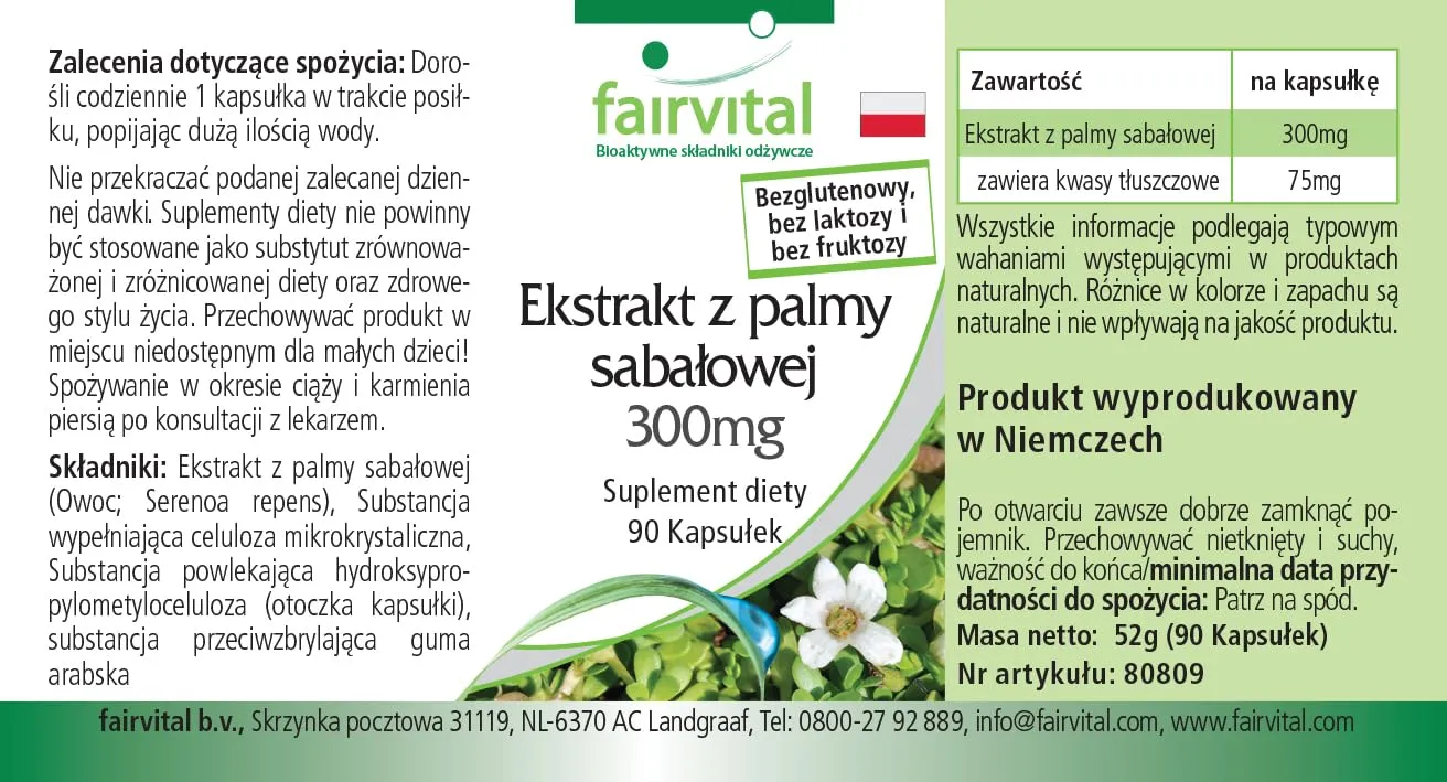 Fairvital Saw Palmetto capsule 300 mg 90 capsule alto dosaggio