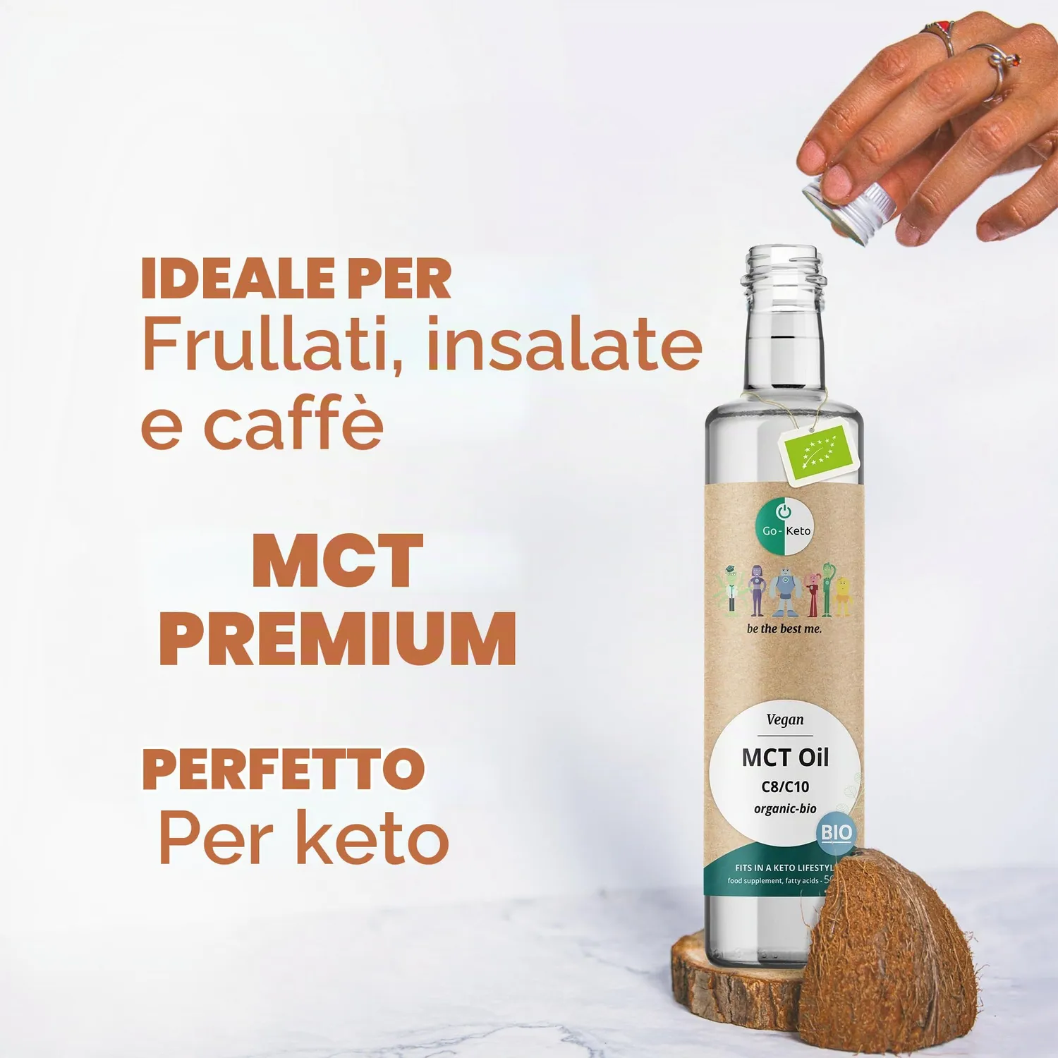 Go-Keto Olio MCT Bio C8 C10 500 ml cocco keto vegano