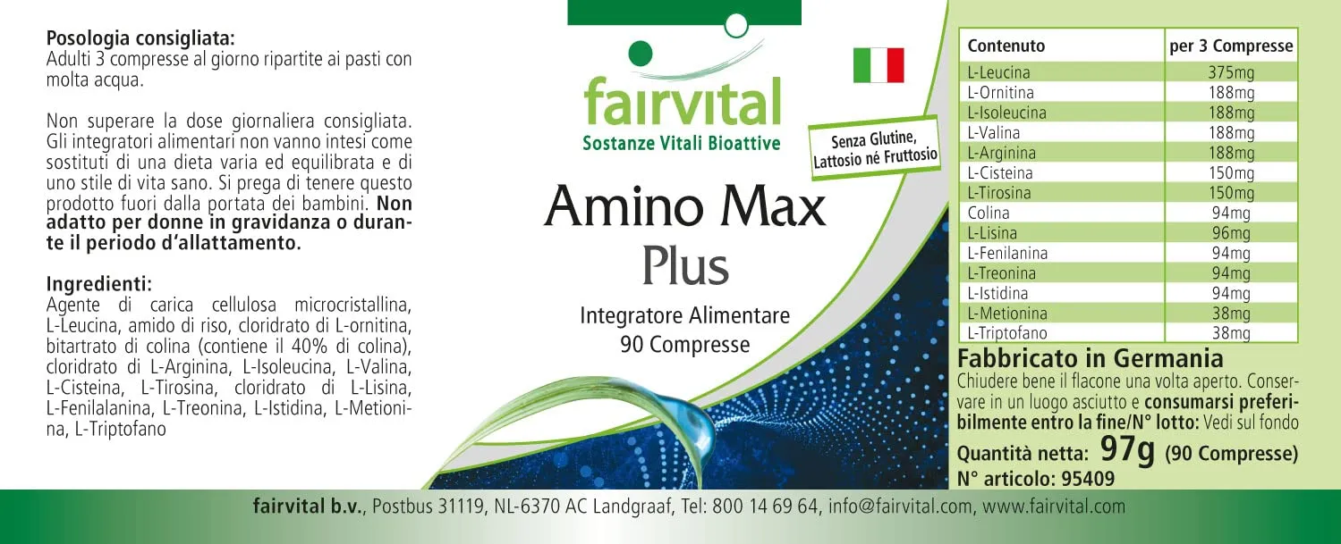Fairvital Amino Max Plus compresse 90 compresse 8 essenziali