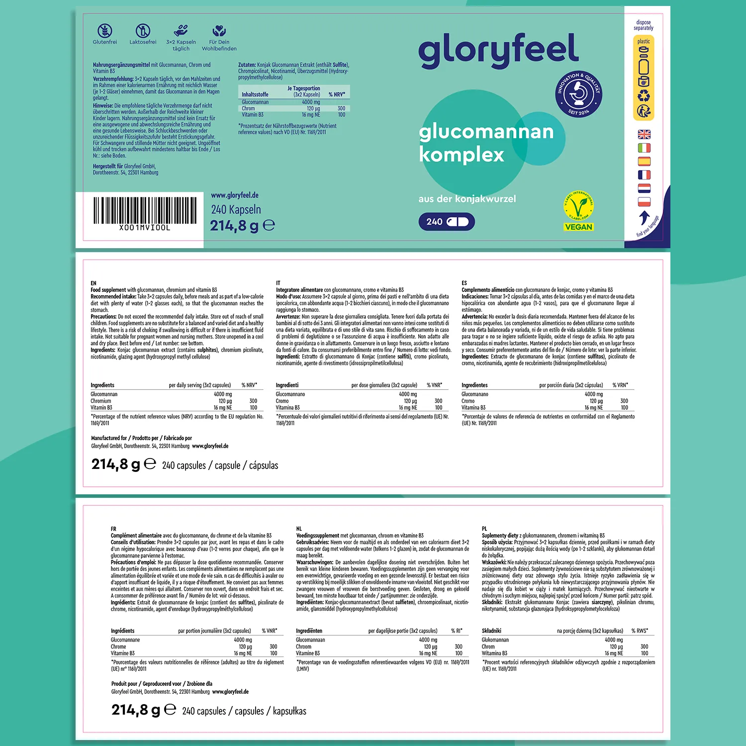 Gloryfeel Glucomannano capsule 240 capsule konjac