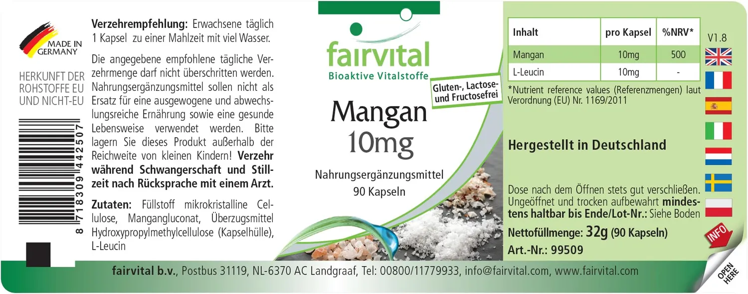 Fairvital Manganese 10 mg capsule 90 capsule vegane dosaggio alto