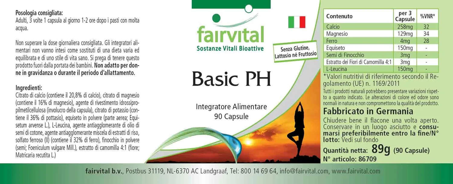 Fairvital Basic PH capsule alcaline 90 pezzi calcio magnesio