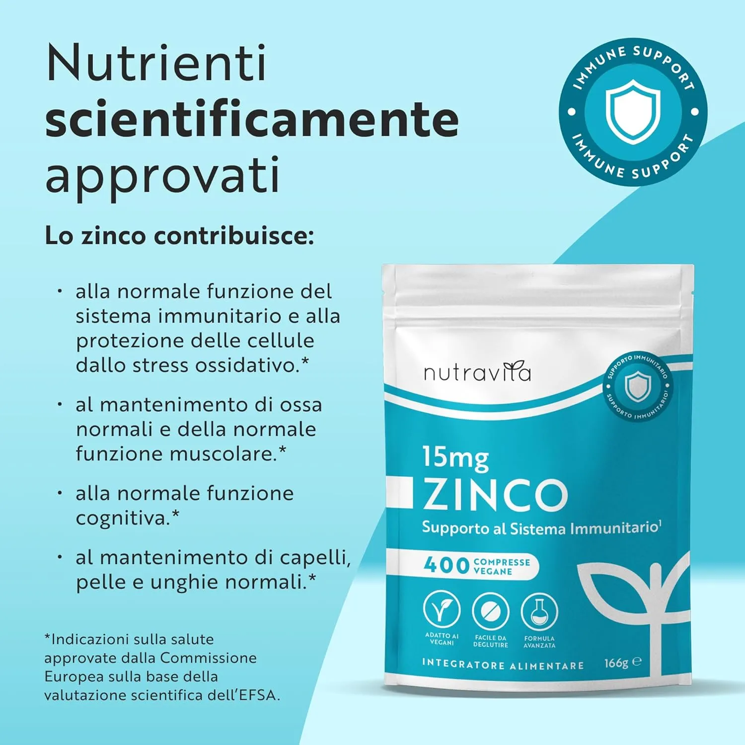 Nutravita Zinco 15mg 400 compresse vegane immunitarie