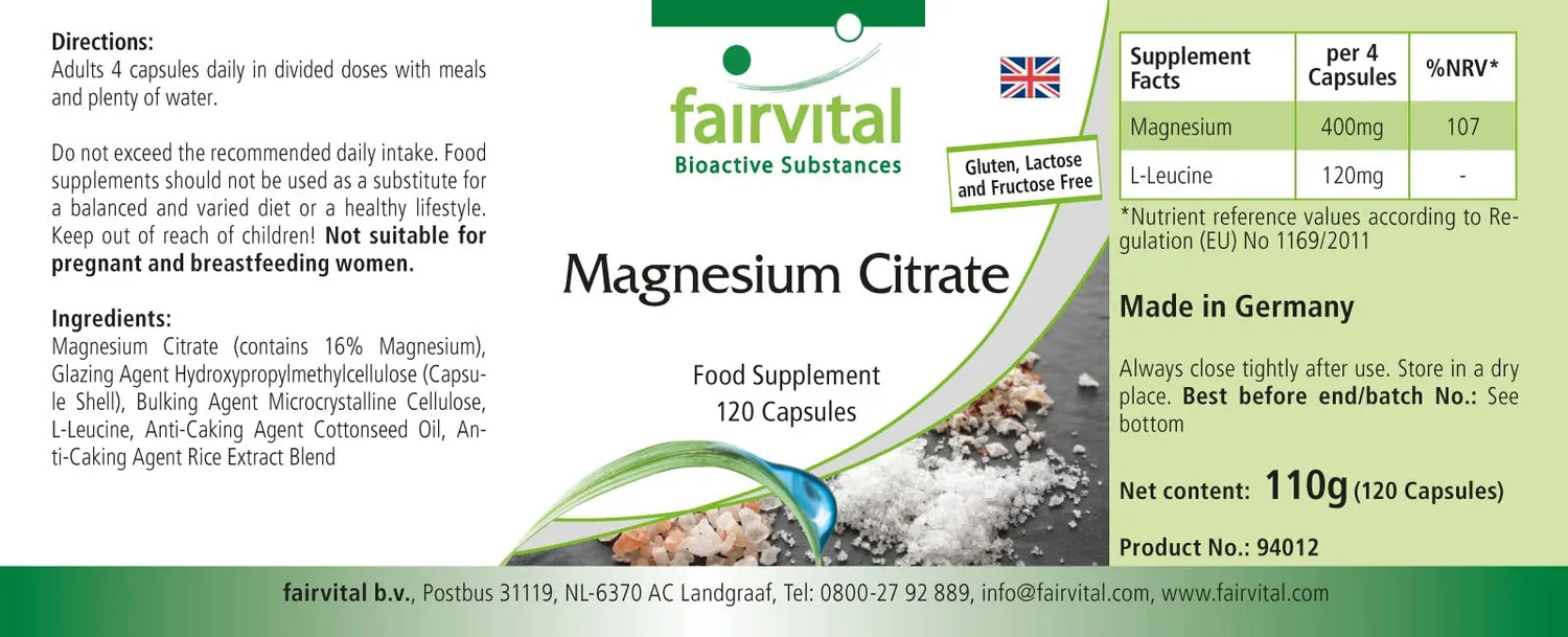 fairvital Magnesio citrato 100 mg 120 capsule vegano