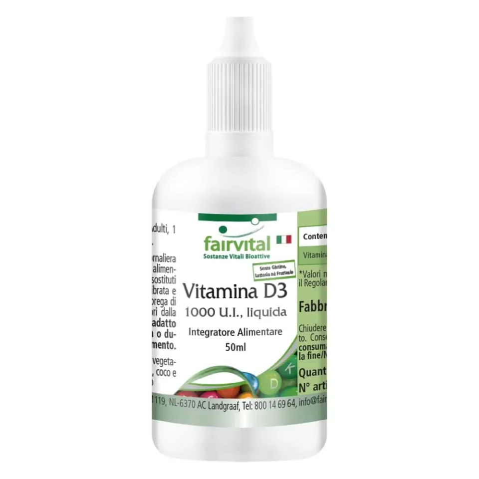 Fairvital Vitamina D3 gocce 50 ml 1000 UI olio MCT