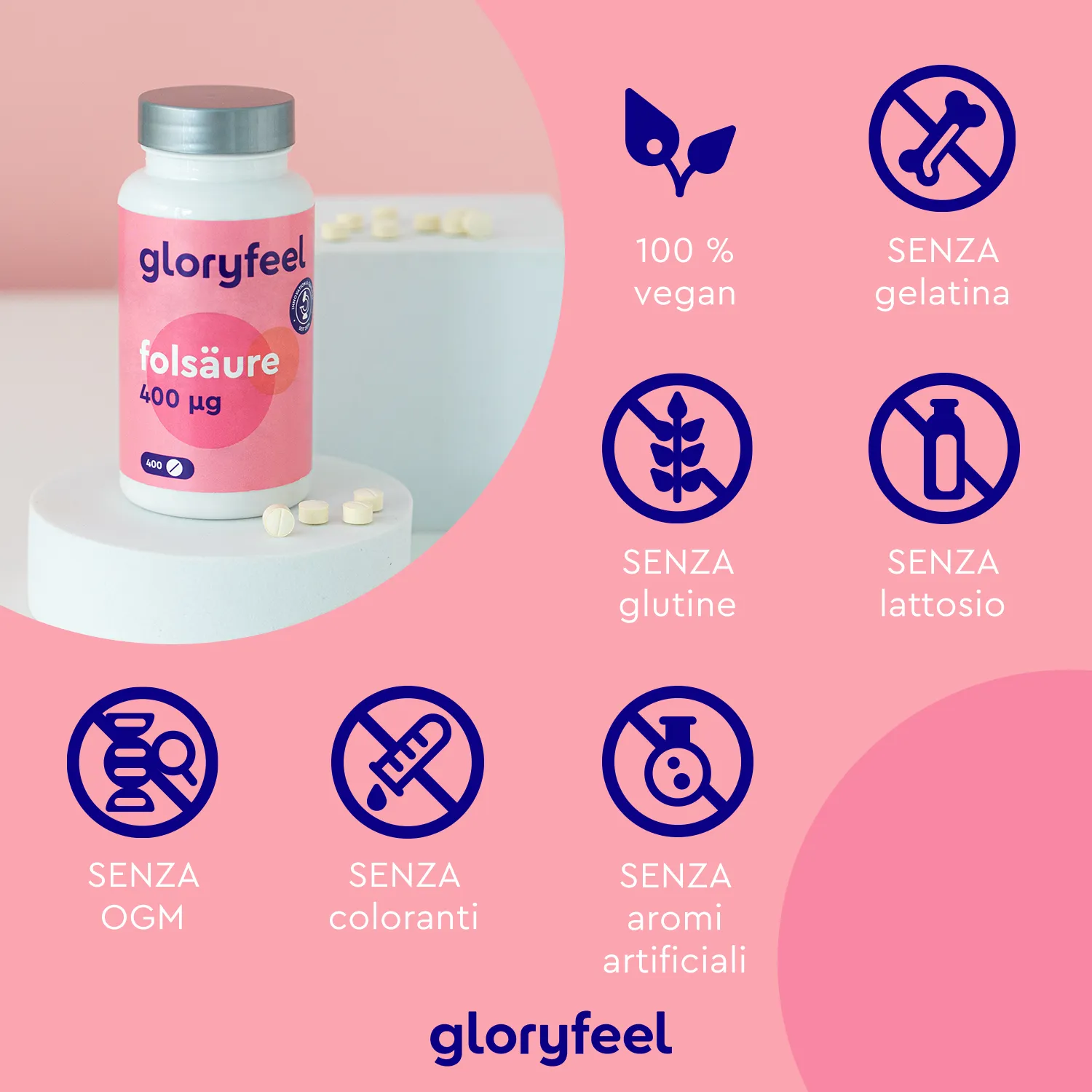 gloryfeel Acido Folico integratore 400 compresse vitamina B9