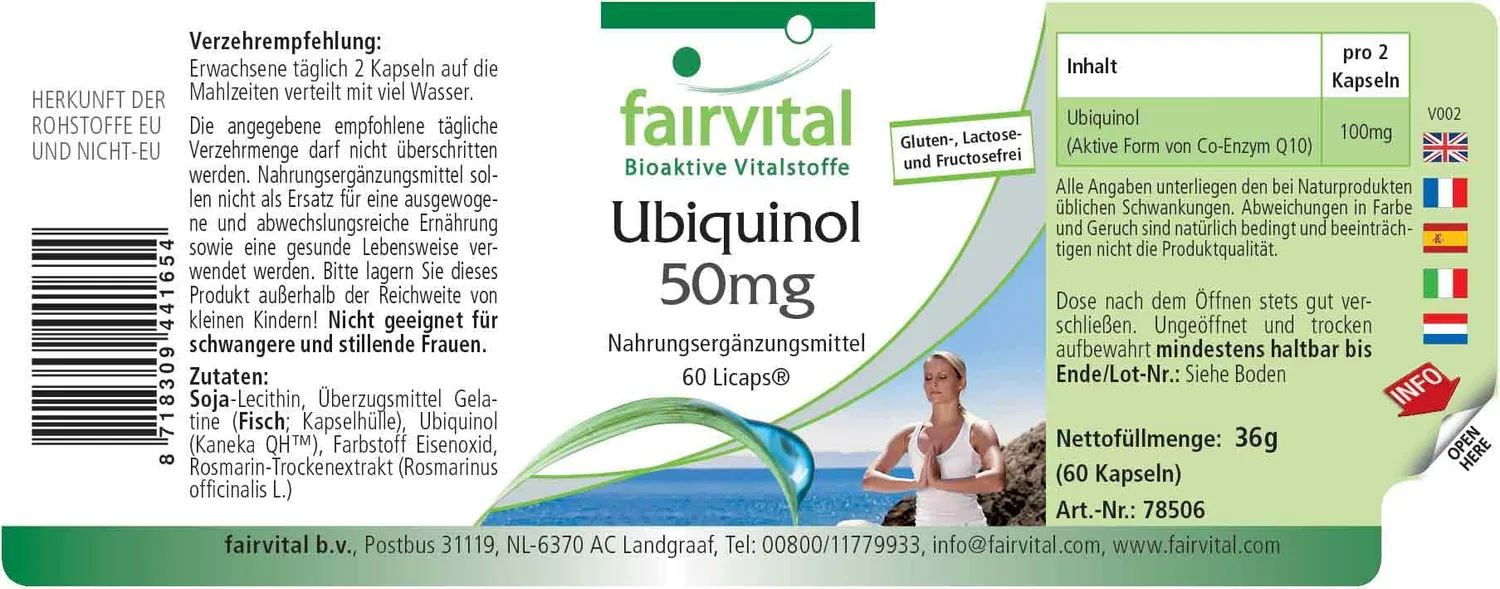Fairvital Ubiquinolo 50 mg capsule 60 pezzi Kaneka QH energia