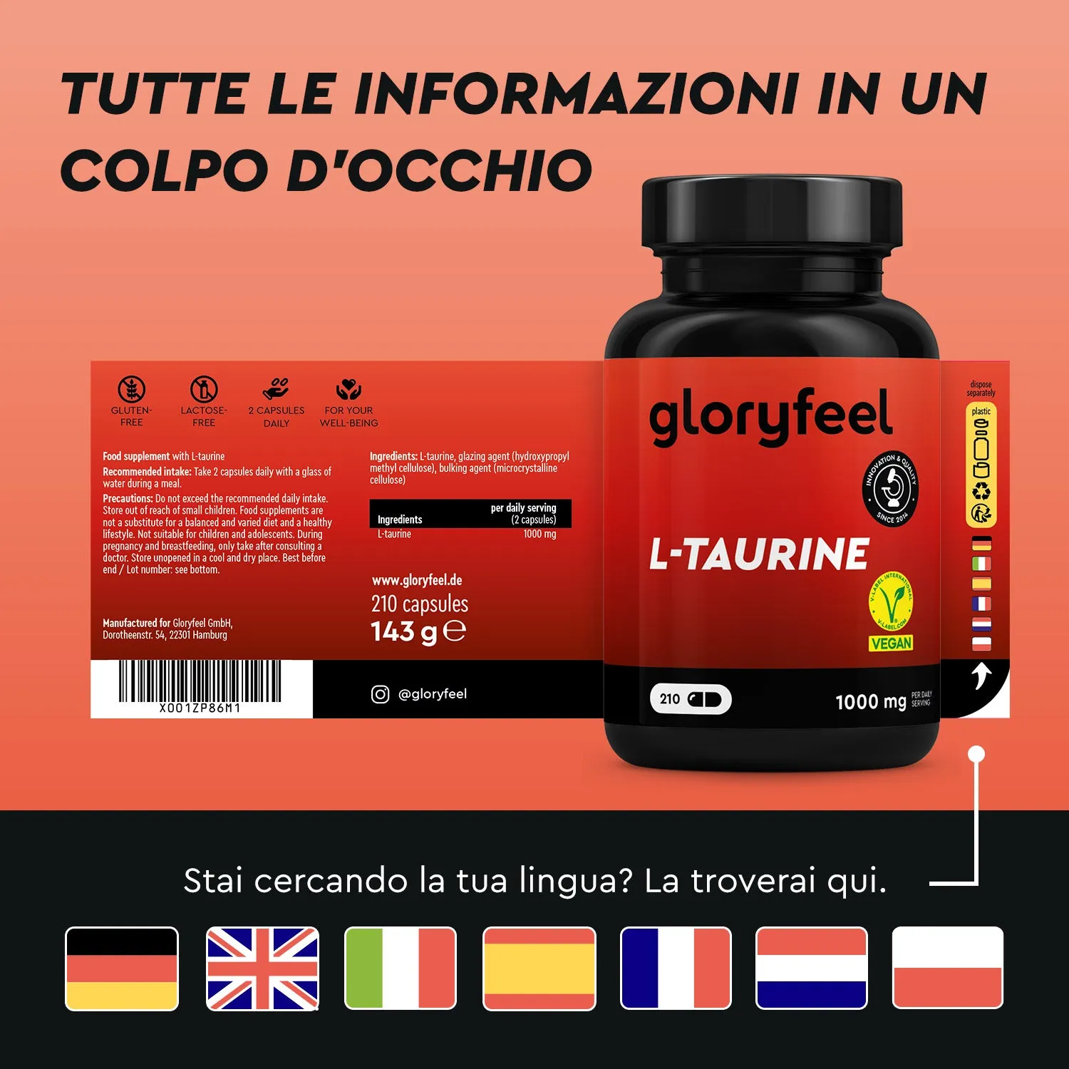 gloryfeel Taurina capsule L-taurina sport