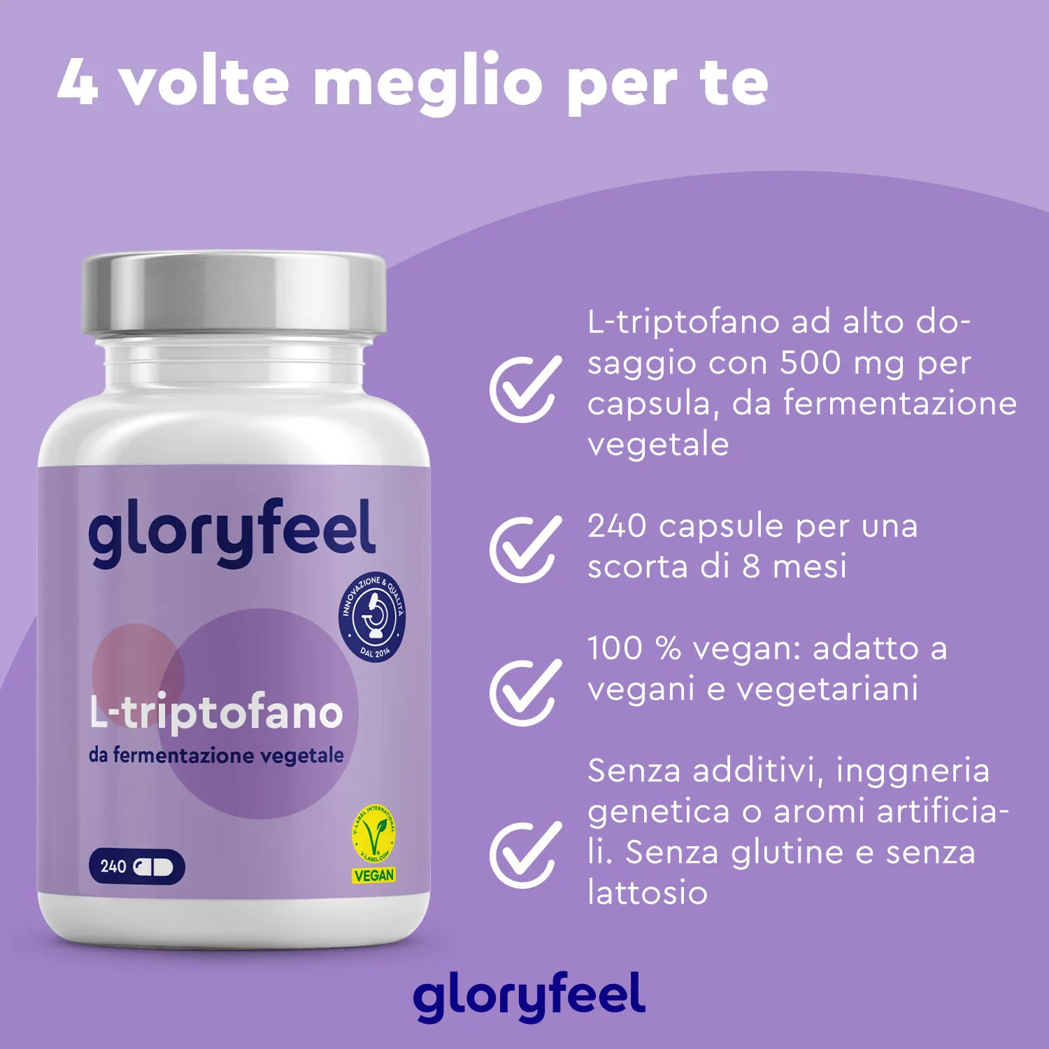 Gloryfeel L-Triptofano capsule amminoacidi relax