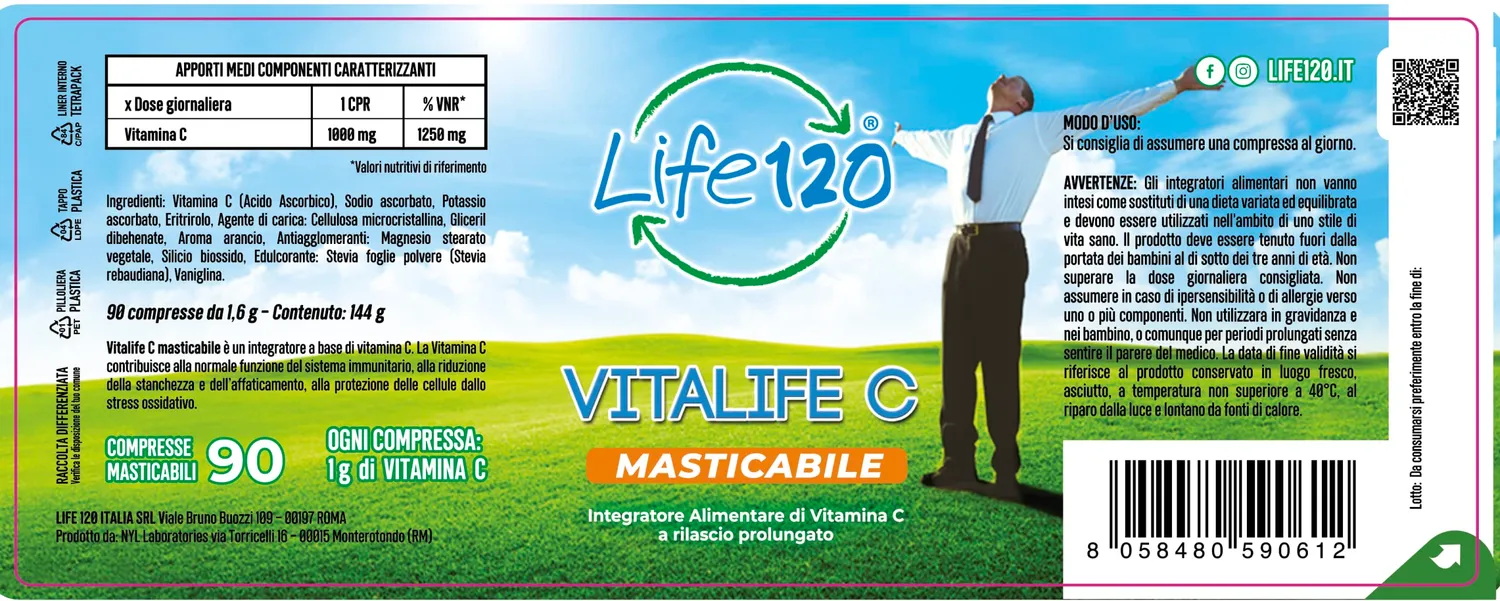 Life 120 Vitalife C vitamina C 90 compresse masticabili
