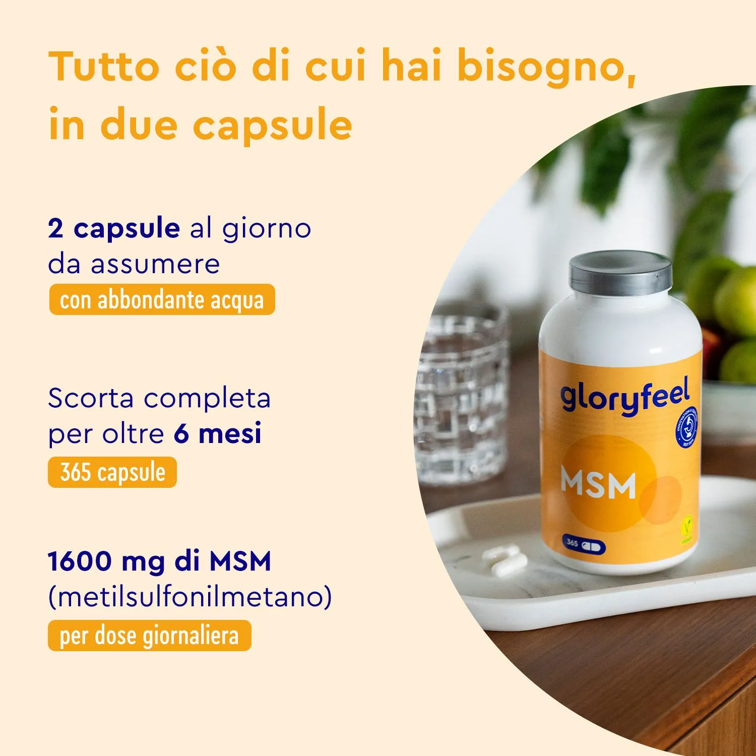 gloryfeel MSM zolfo organico capsule metilsulfonilmetano