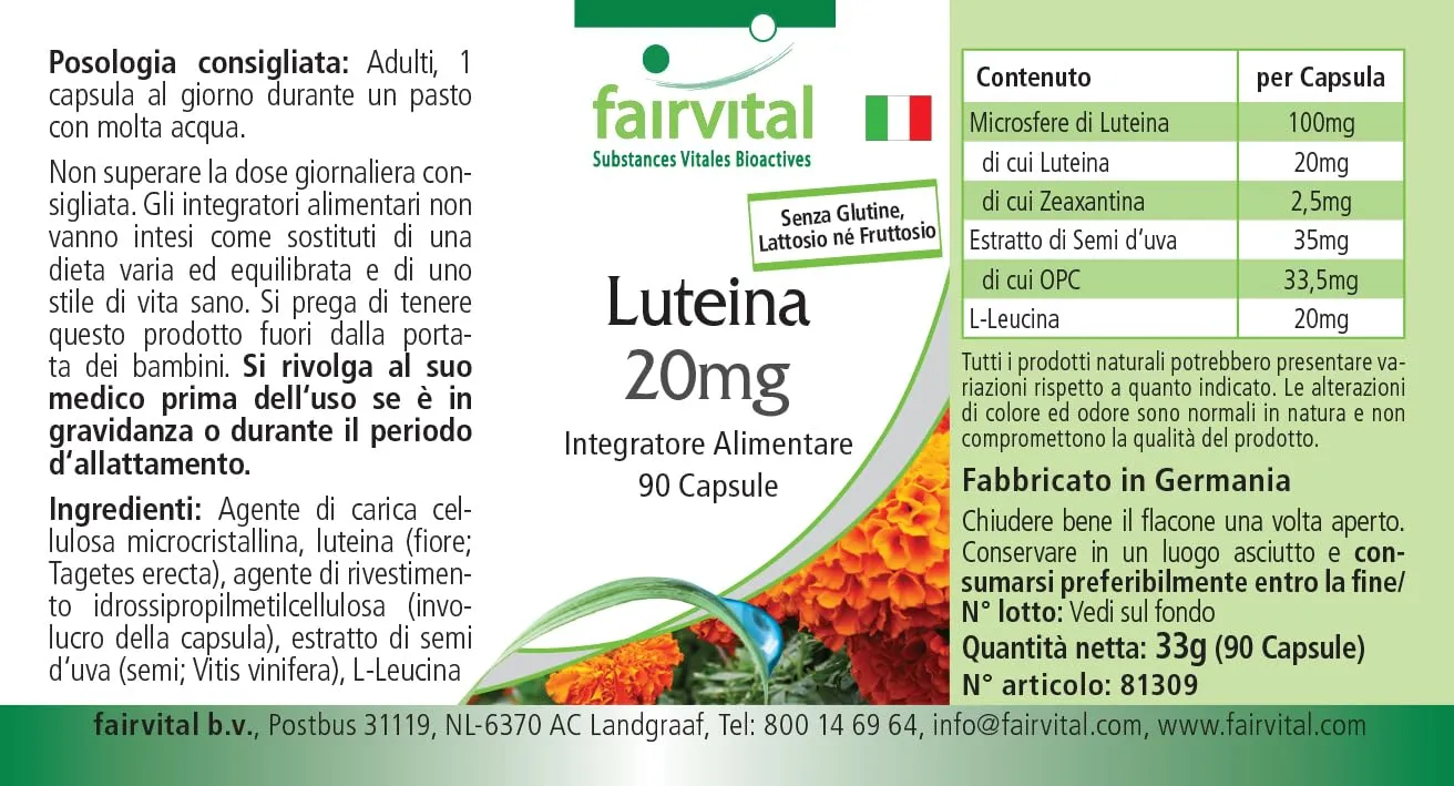 FAIRVITAL Luteina 20 mg Zeaxantina capsule 90 microincapsulate