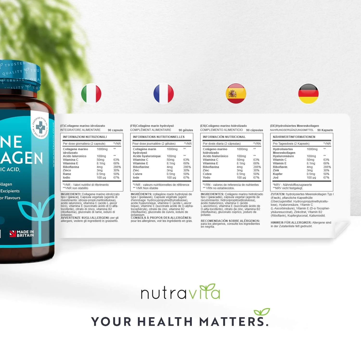 Nutravita Collagene Marino 1000mg 90 capsule pelle