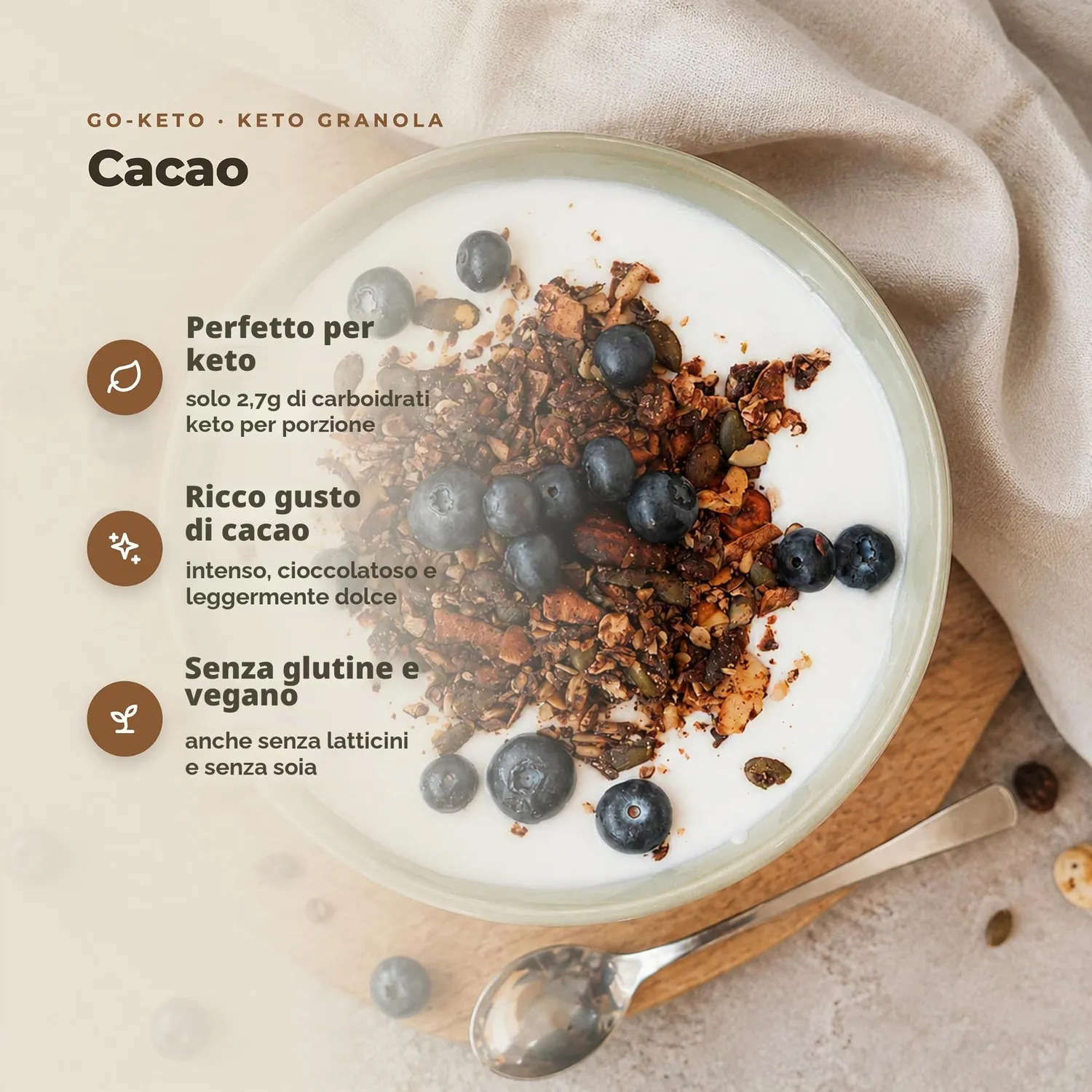 Go-Keto Granola Cocoa muesli keto 290 g al cacao