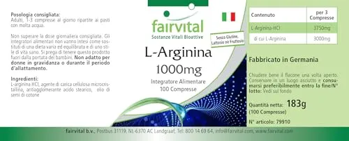 Fairvital L-Arginina 1000 mg 100 compresse alto dosaggio