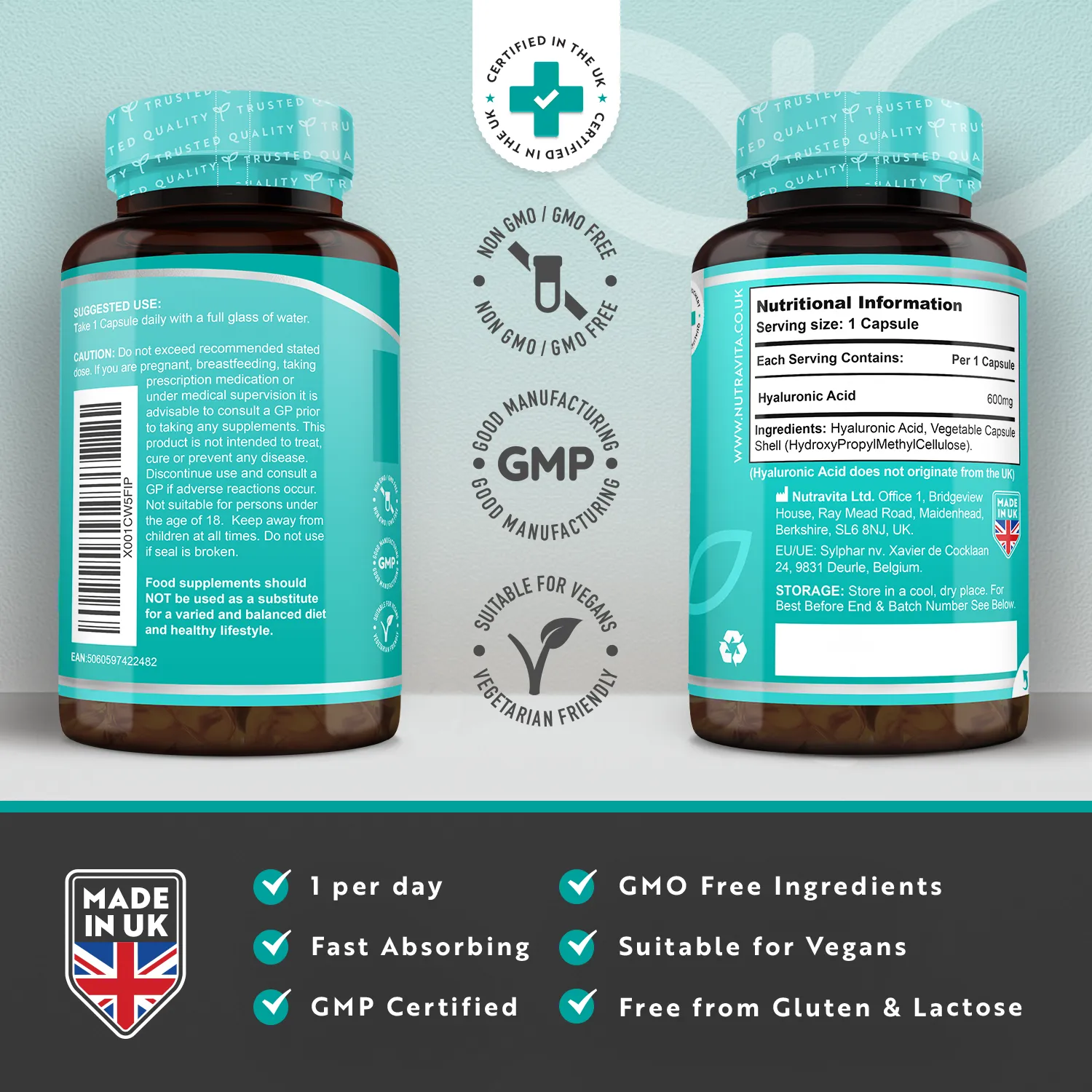 Nutravita Acido Ialuronico 600mg capsule vegane 90 pz