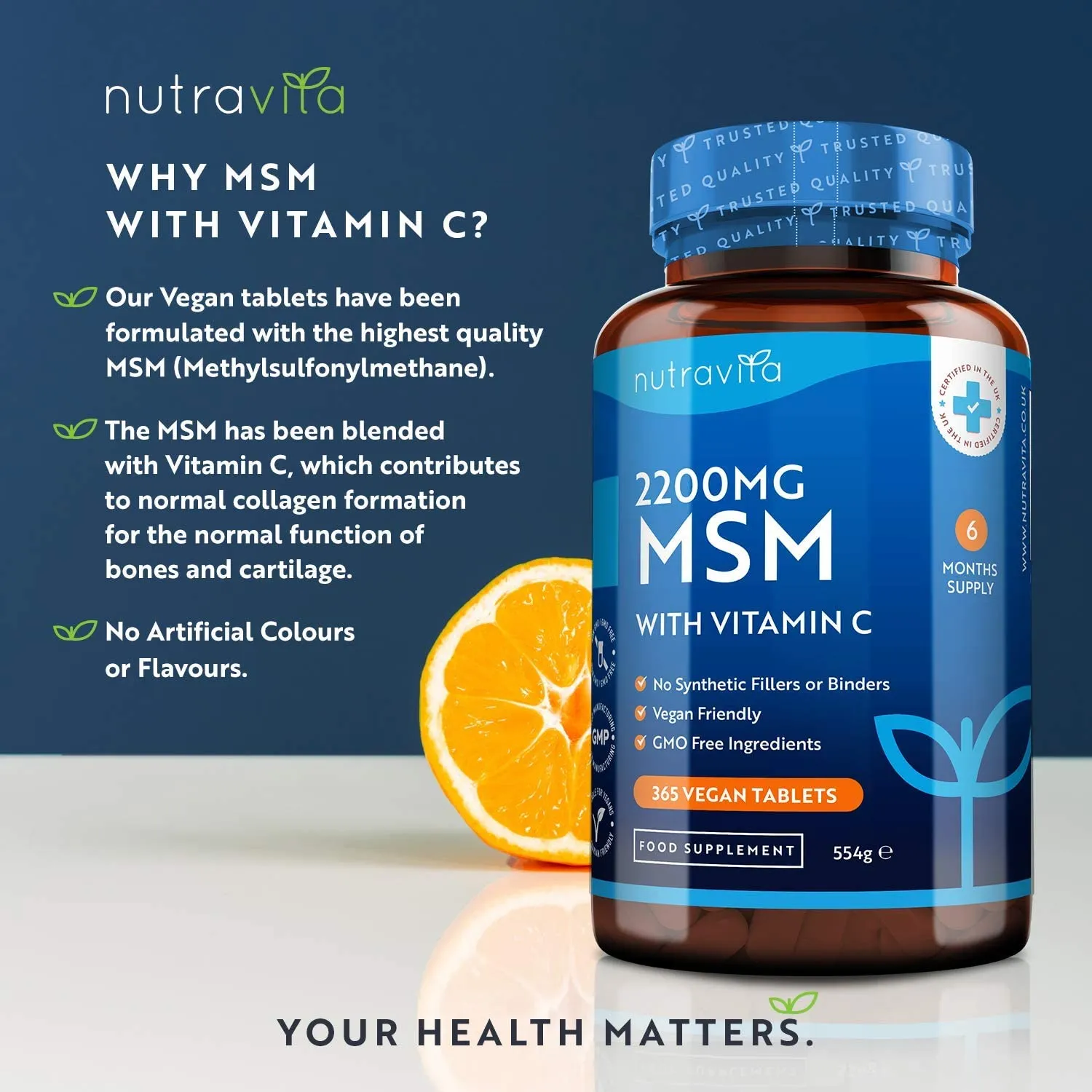 Nutravita MSM 2200mg compresse 365 vitamina C ossa