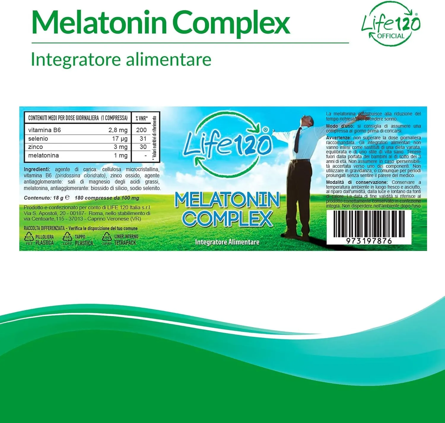 Life 120 Melatonina Complex 1 mg compresse 10 pezzi sonno