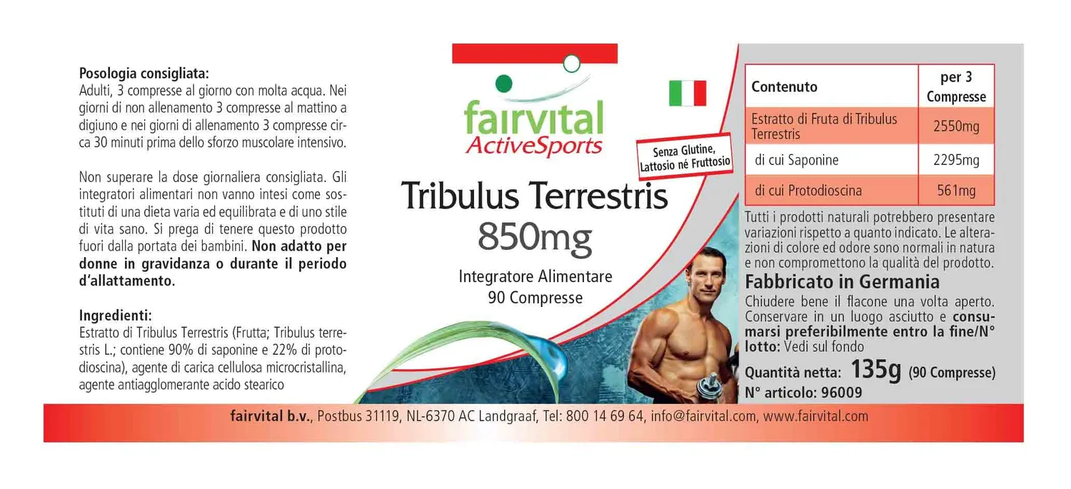 Fairvital Tribulus Terrestris 850 mg compresse 90 pezzi 90% saponine