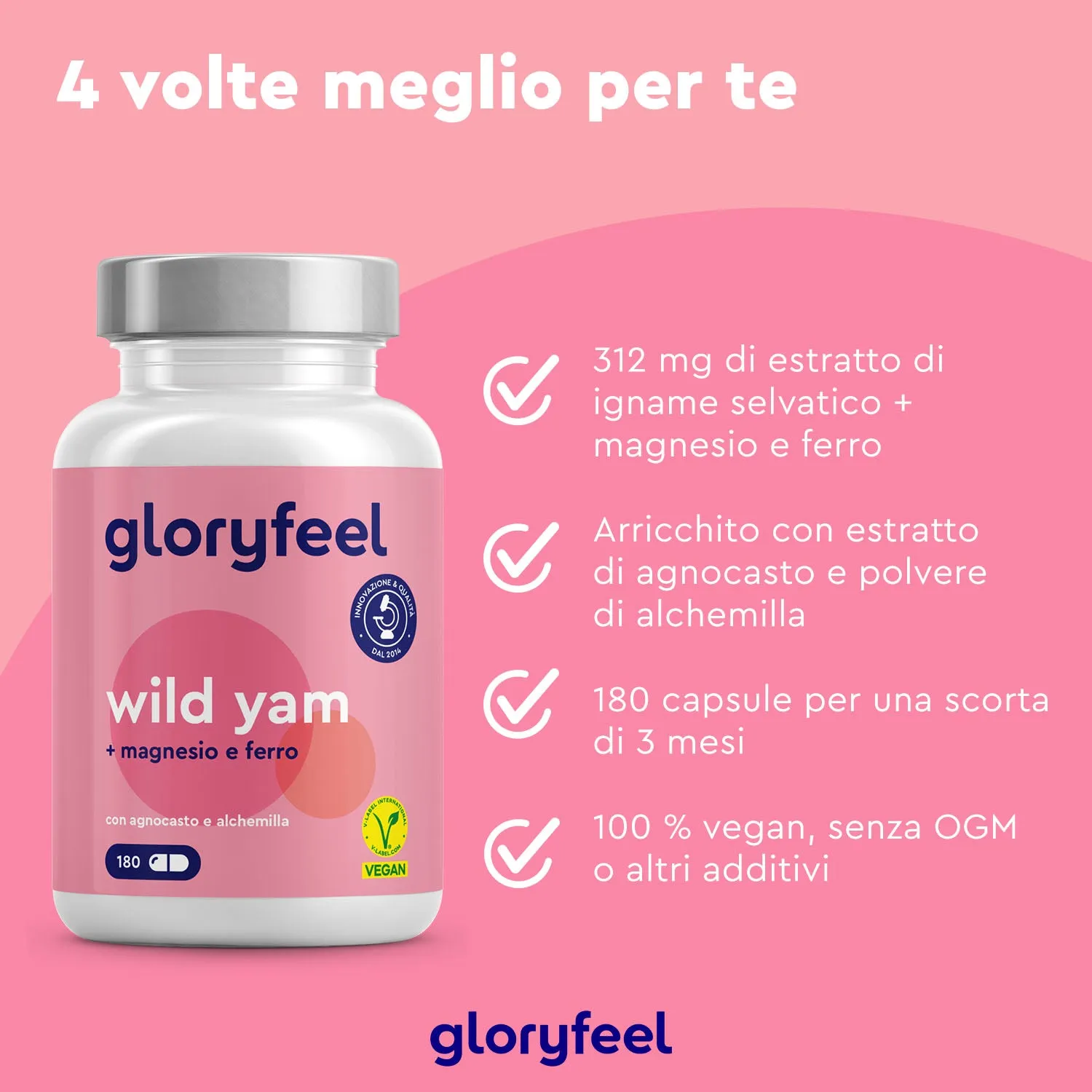 gloryfeel Wild Yam capsule igname agnocasto ferro