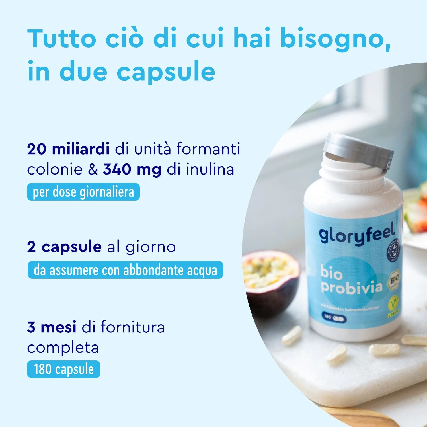 gloryfeel Bio Probiotici capsule 180 pz 21 ceppi vegano