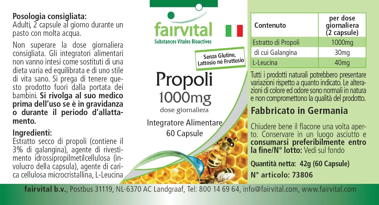 Fairvital Propoli capsule 180 pz 1000 mg galangina