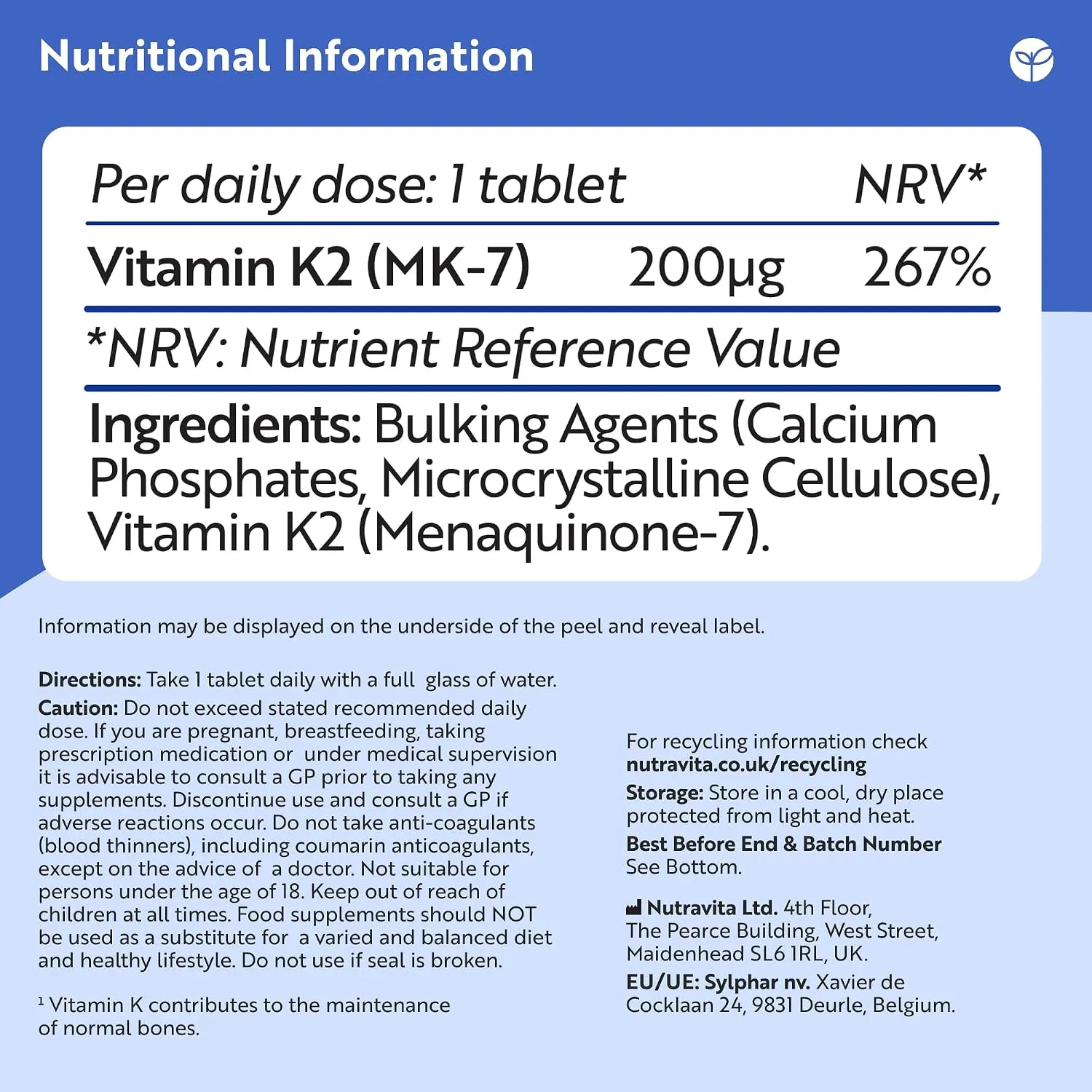 Nutravita Vitamina K2 MK-7 integratore 365 compresse 200mcg