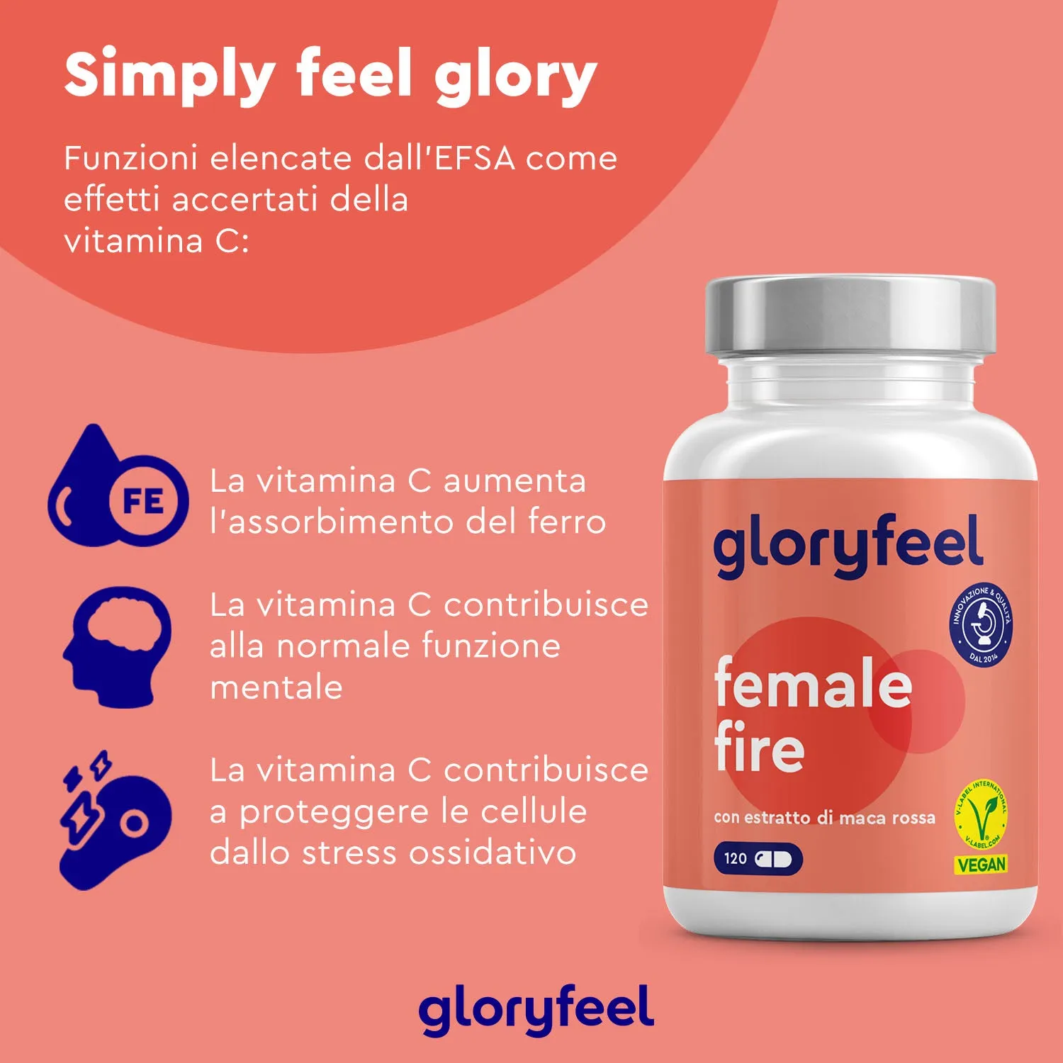 gloryfeel Female Fire Maca Rossa capsule equilibrio ormonale