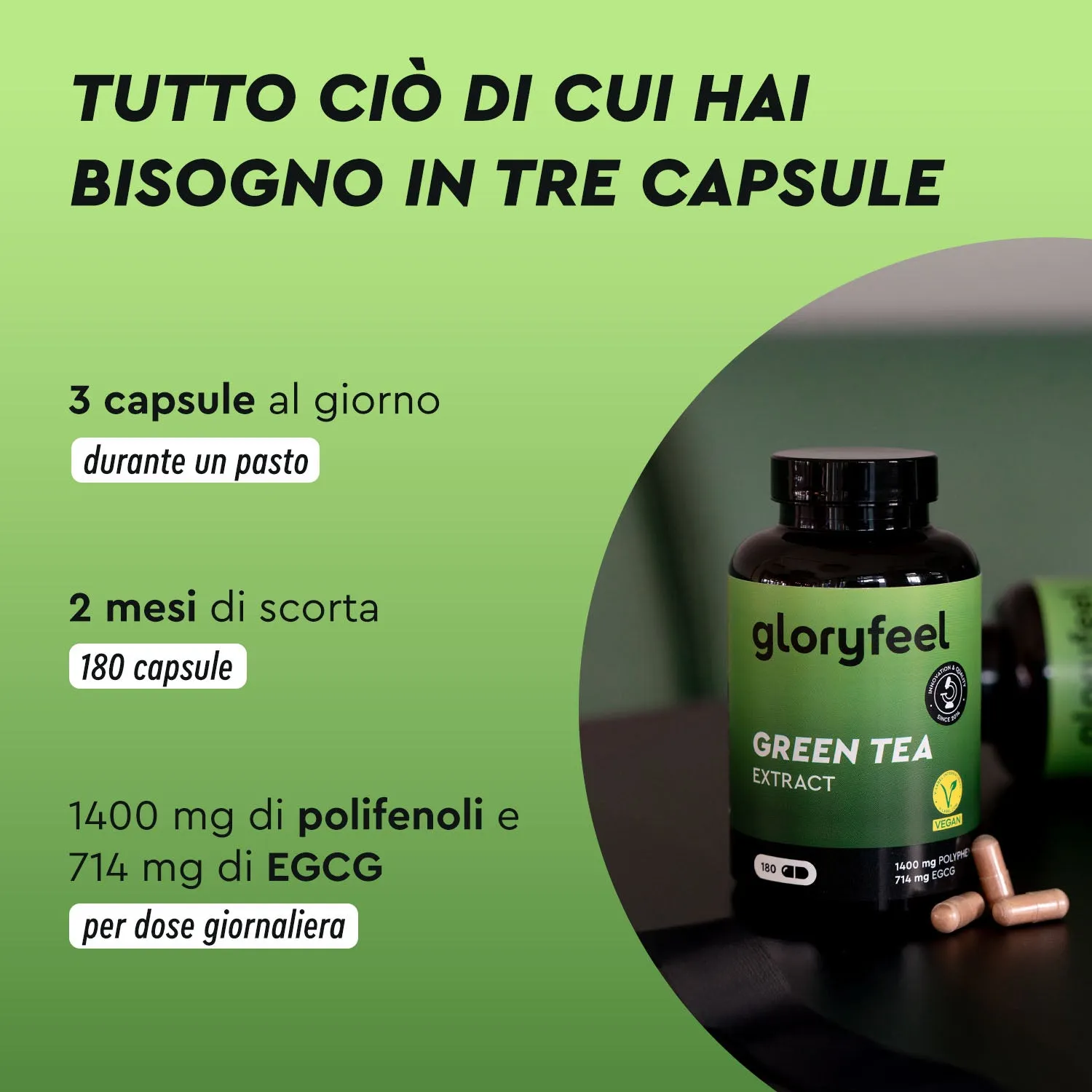gloryfeel Tè Verde capsule estratto EGCG