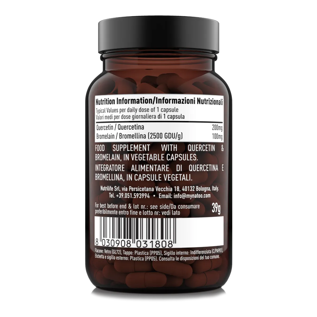 Natoo Essentials Quercetina Bromelina Integratore 60 Capsule Flavonoidi