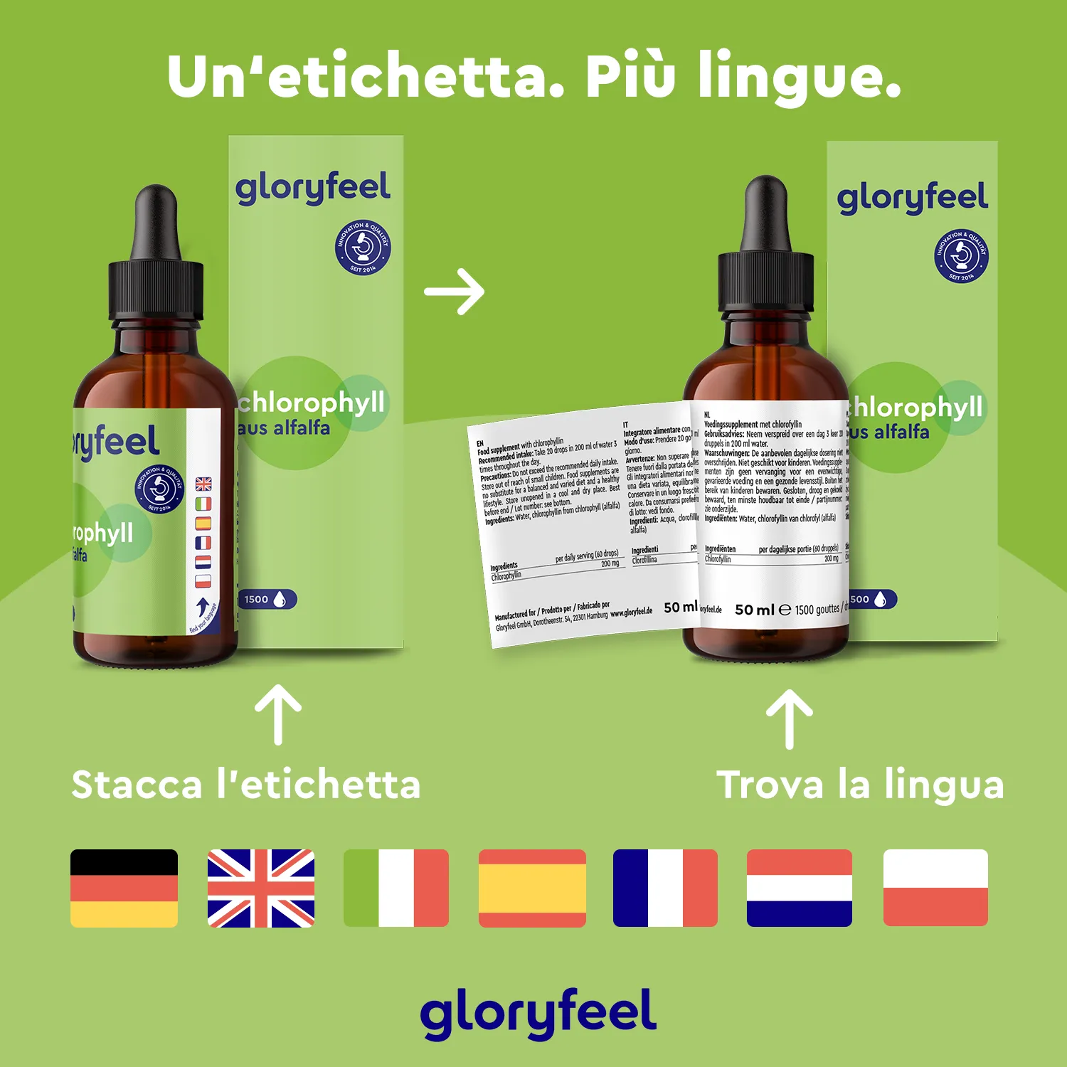 gloryfeel Clorofilla in Gocce da Alfalfa 50 ml