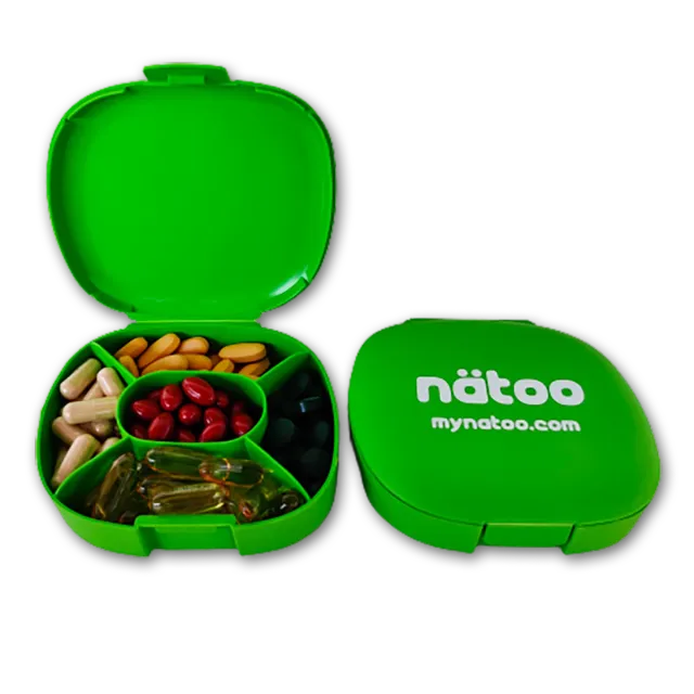 Natoo Box Porta Pillole arancione da viaggio
