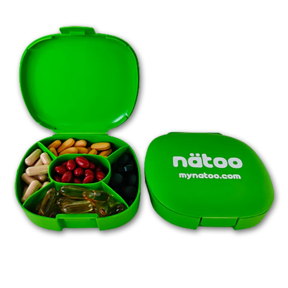 Natoo Box Porta Pillole arancione da viaggio