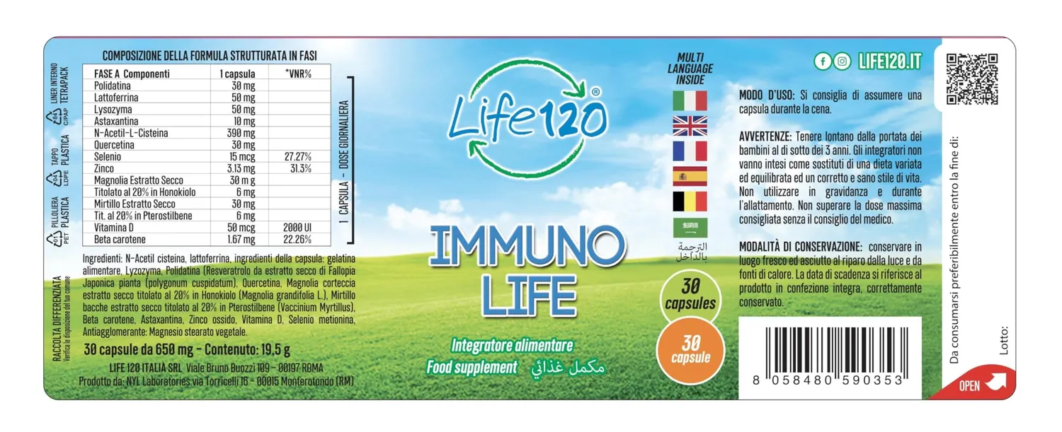 Life 120 Immuno Life integratore 30 capsule immunostimolante