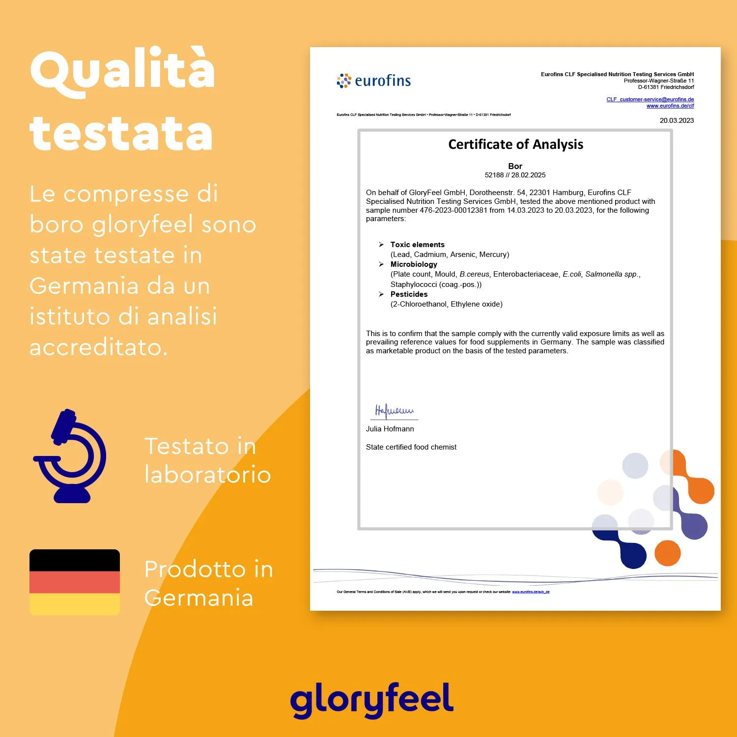 gloryfeel Boro compresse 400 con vitamina D3 per ossa